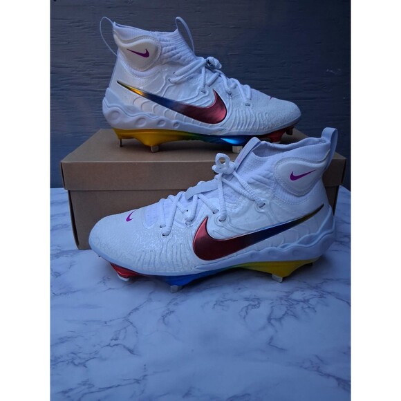 New Nike Alpha Huarache NXT Rainbow Men's Size 9 Baseball Cleats (DJ6517-106) - Picture 2 of 9